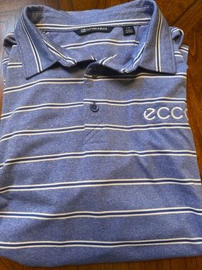 Cutter & Buck Men’s Blue and White Striped Polo Shirt